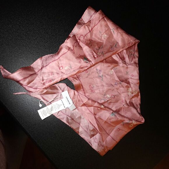 Coach Tossed Floral Pink Silk Diamond Scarf - Picture 1 of 3